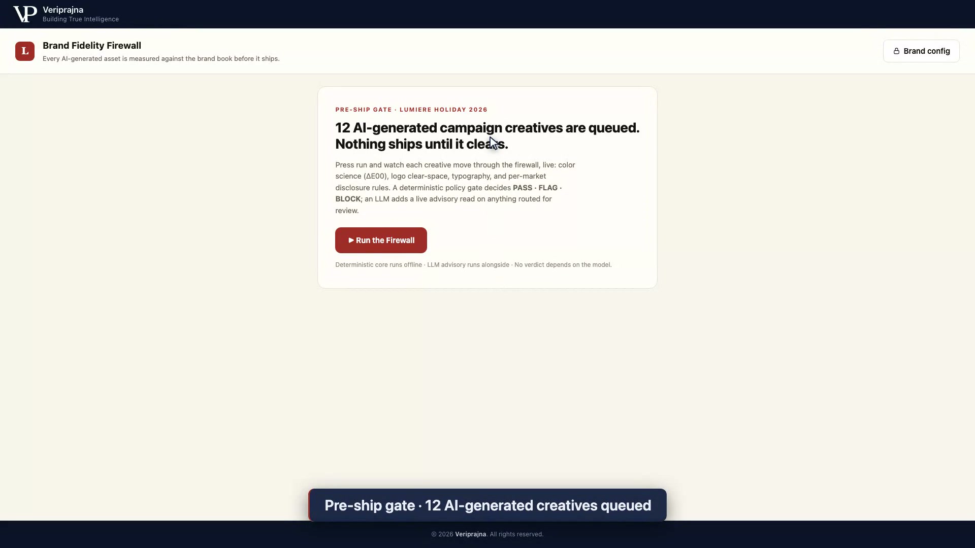 Brand Fidelity Firewall: Prüftor vor der Auslieferung für KI-Inhalte | Veriprajna